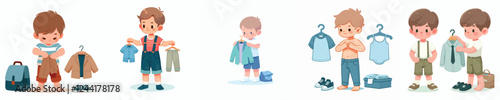 vector set of kids wearing clothes