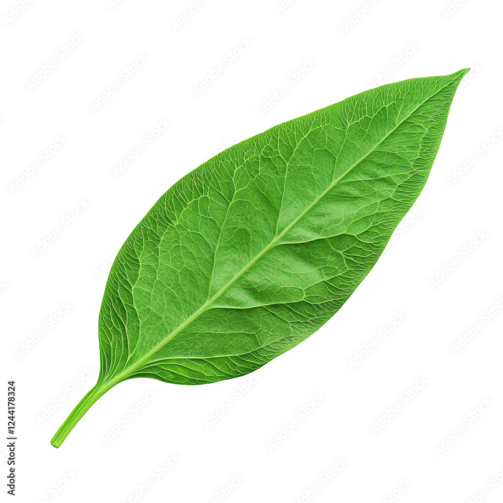 Obraz premium Fresh green leaf with detailed veins and vibrant color