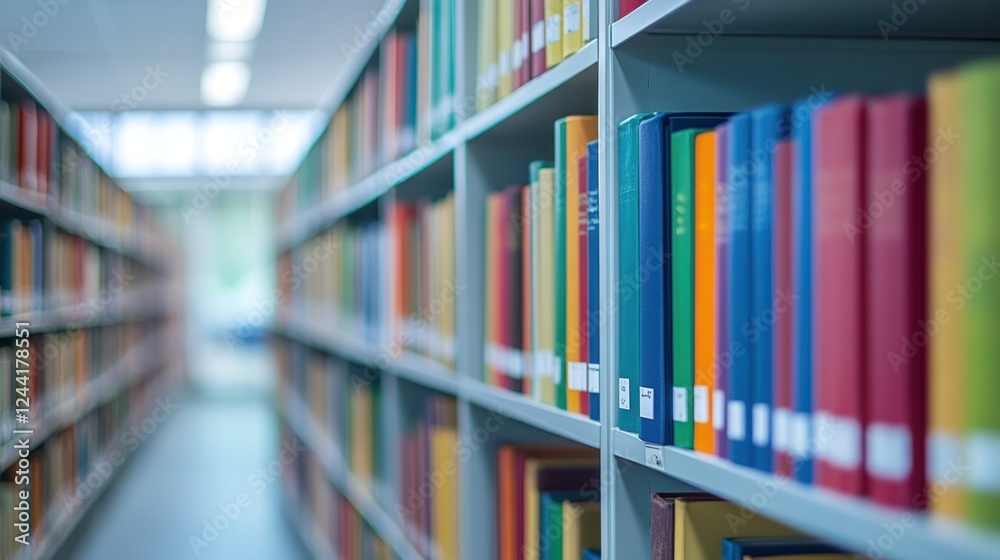 Library aisle, bookshelves, knowledge, research, education, study, quiet, learning, academic, calm Library aisle, bookshelves, knowledge, research, education, study, quiet, learning, academic, calm