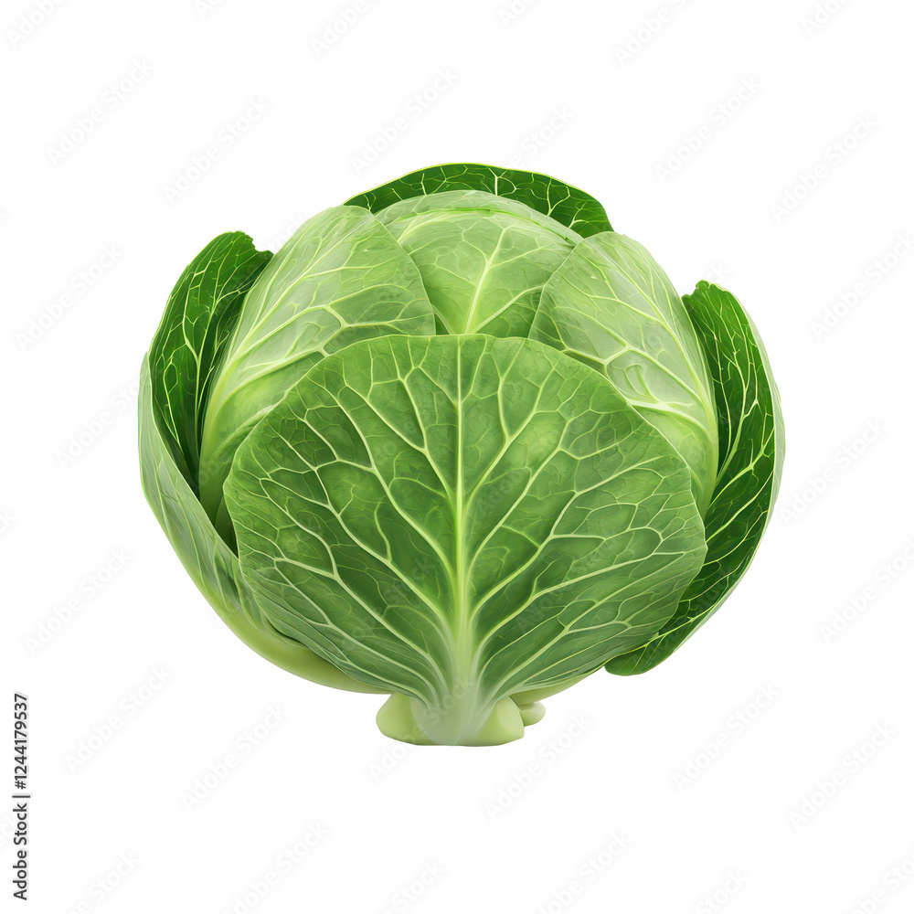 Fresh green Brussels sprout with vibrant leaves and round shape Fresh green Brussels sprout with vibrant leaves and round shape
