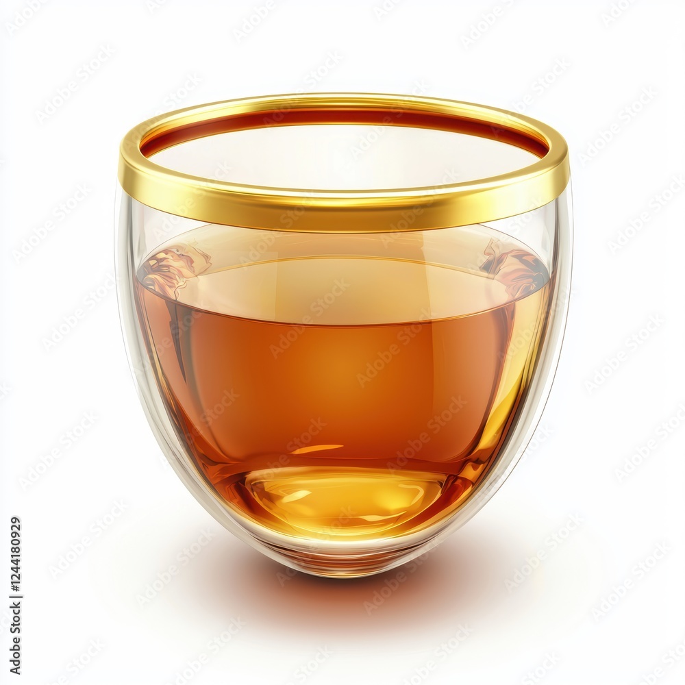 glass teacup with a gold rim, isolated on white glass teacup with a gold rim, isolated on white