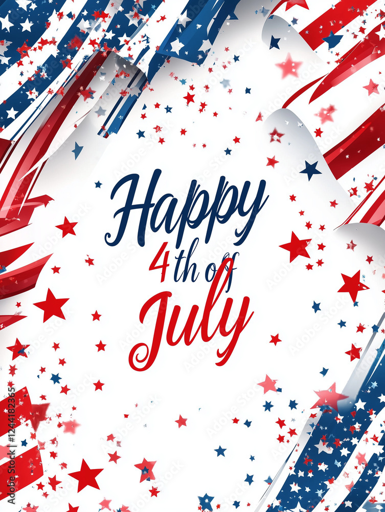 Obraz premium Happy 4th of July festive background with stars and stripes 