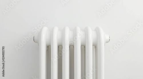 Wallpaper Mural Minimalist Close-Up of White Cast Iron Radiator Against Plain Wall Torontodigital.ca