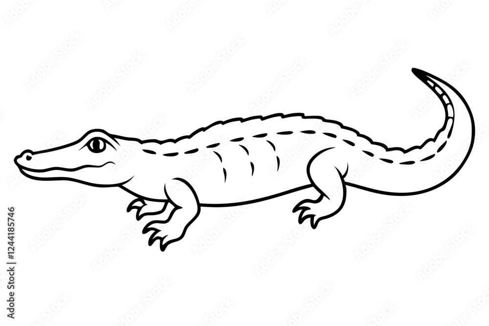 Obraz premium crocodile silhouette line art vector illustration with a white background