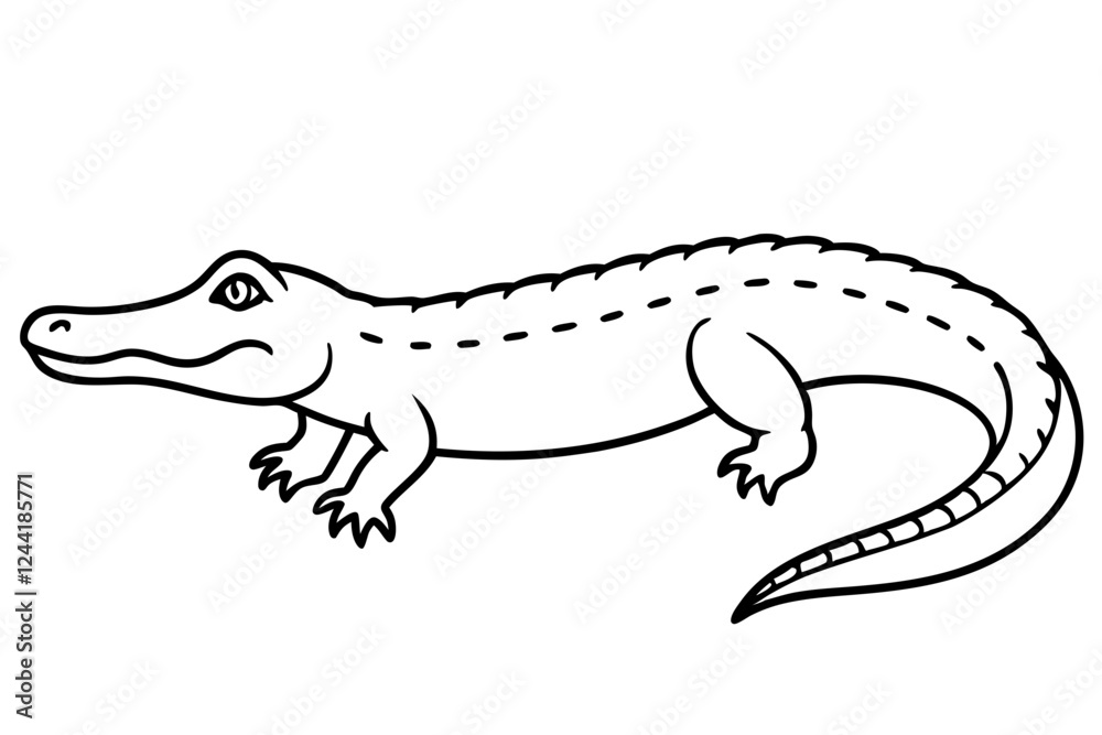 Fototapeta premium crocodile silhouette line art vector illustration with a white background