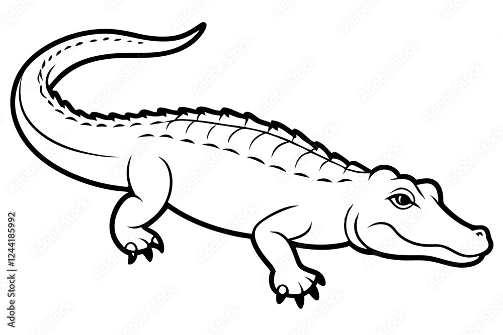 Fototapeta premium crocodile silhouette line art vector illustration with a white background