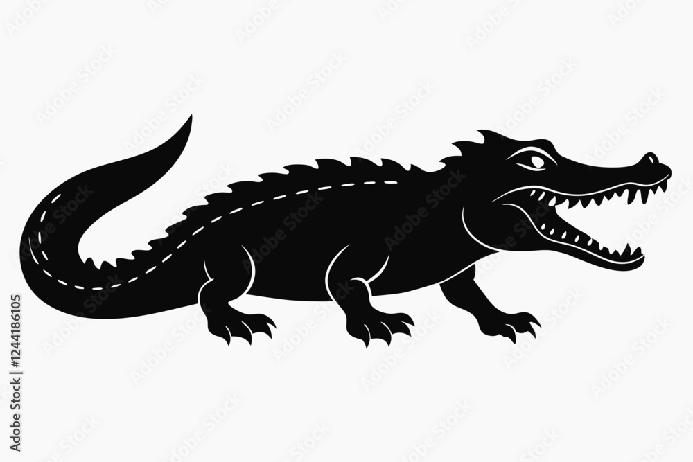 crocodile silhouette line art vector illustration with a white background crocodile silhouette line art vector illustration with a white background