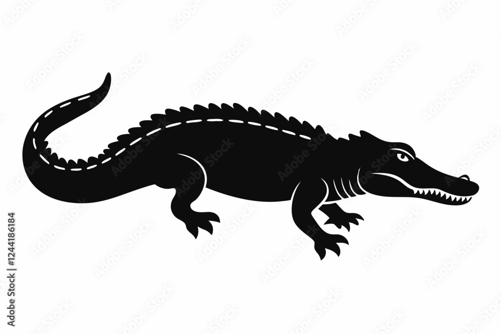 crocodile silhouette line art vector illustration with a white background crocodile silhouette line art vector illustration with a white background