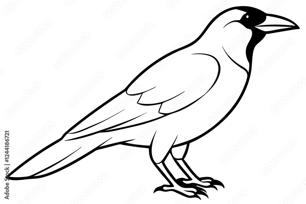 Obraz premium crow silhouette line art vector illustration with a white background