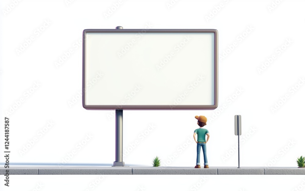 Modern city billboard with a blank white advertising space, standing on a metal pole, isolated on white Modern city billboard with a blank white advertising space, standing on a metal pole, isolated on white