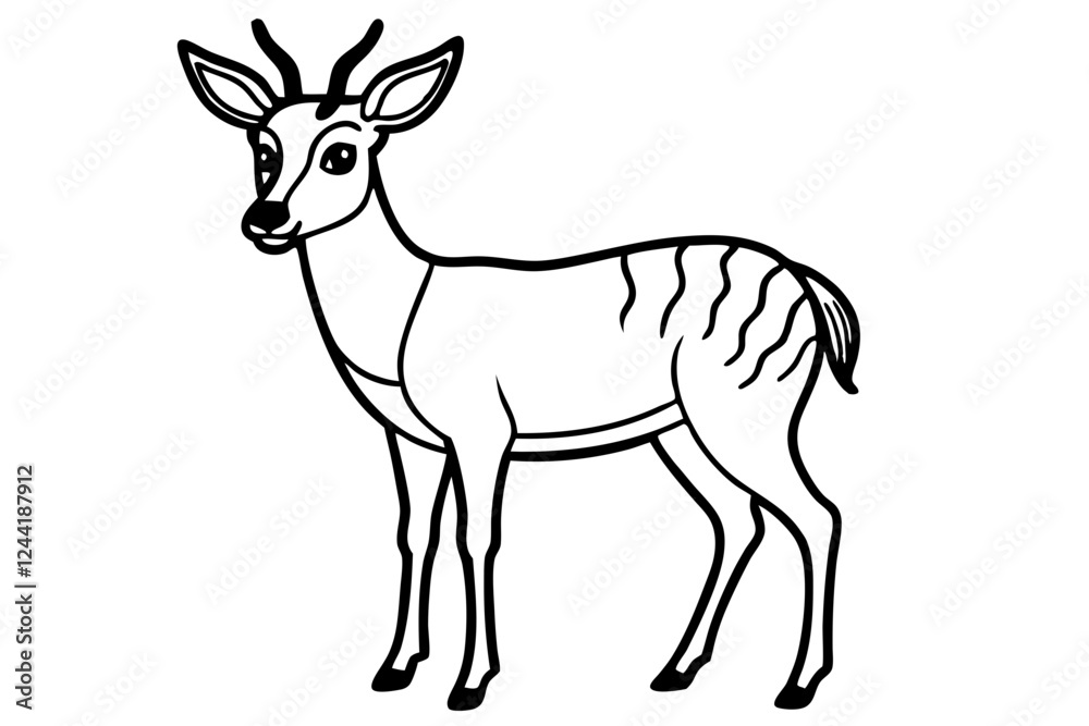 Fototapeta premium deer silhouette line art vector illustration with a white background