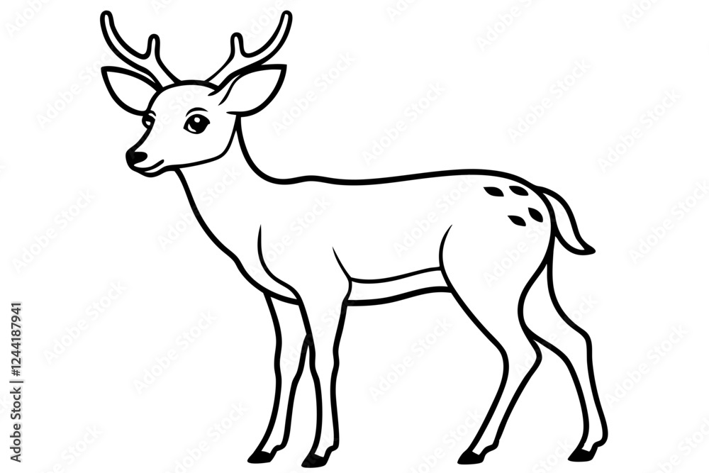 deer silhouette line art vector illustration with a white background deer silhouette line art vector illustration with a white background