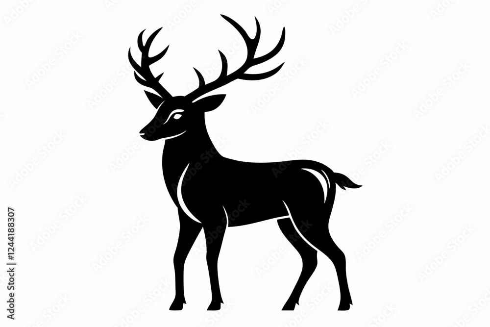 deer silhouette line art vector illustration with a white background deer silhouette line art vector illustration with a white background
