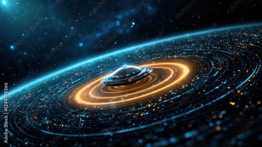 Fototapeta premium Awe-inspiring digital art of a ufo encounter in a cosmic galactic environment