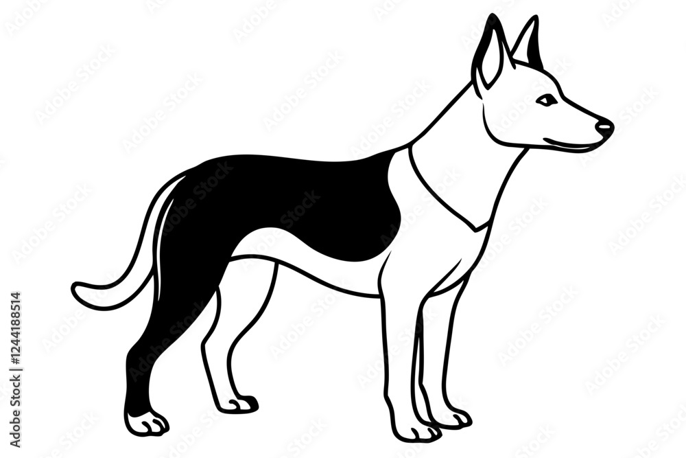 dingo silhouette line art vector illustration with a white background dingo silhouette line art vector illustration with a white background