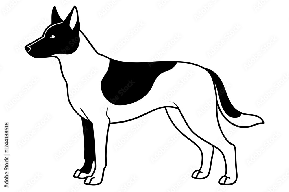 dingo silhouette line art vector illustration with a white background