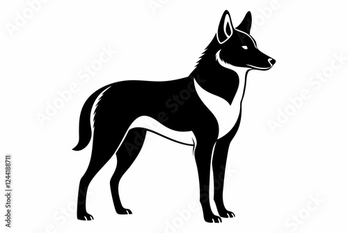 dingo silhouette line art vector illustration with a white background