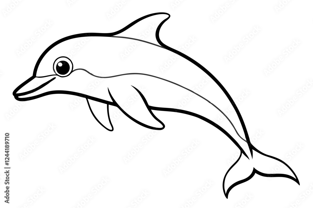 Fototapeta premium dolphin silhouette line art vector illustration with a white background