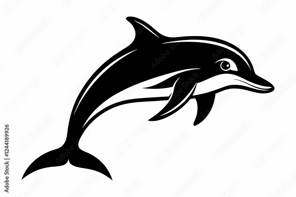 Fototapeta premium dolphin silhouette line art vector illustration with a white background