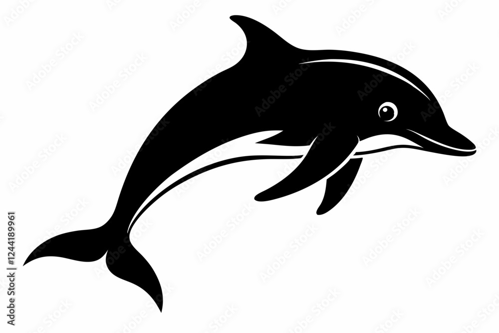 Naklejka premium dolphin silhouette line art vector illustration with a white background