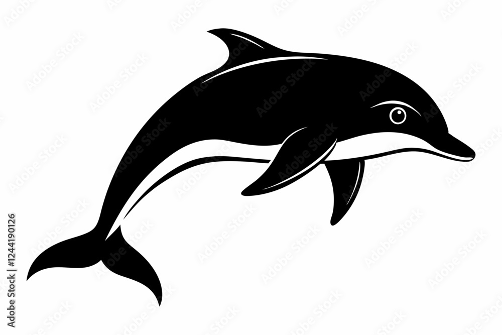Fototapeta premium dolphin silhouette line art vector illustration with a white background