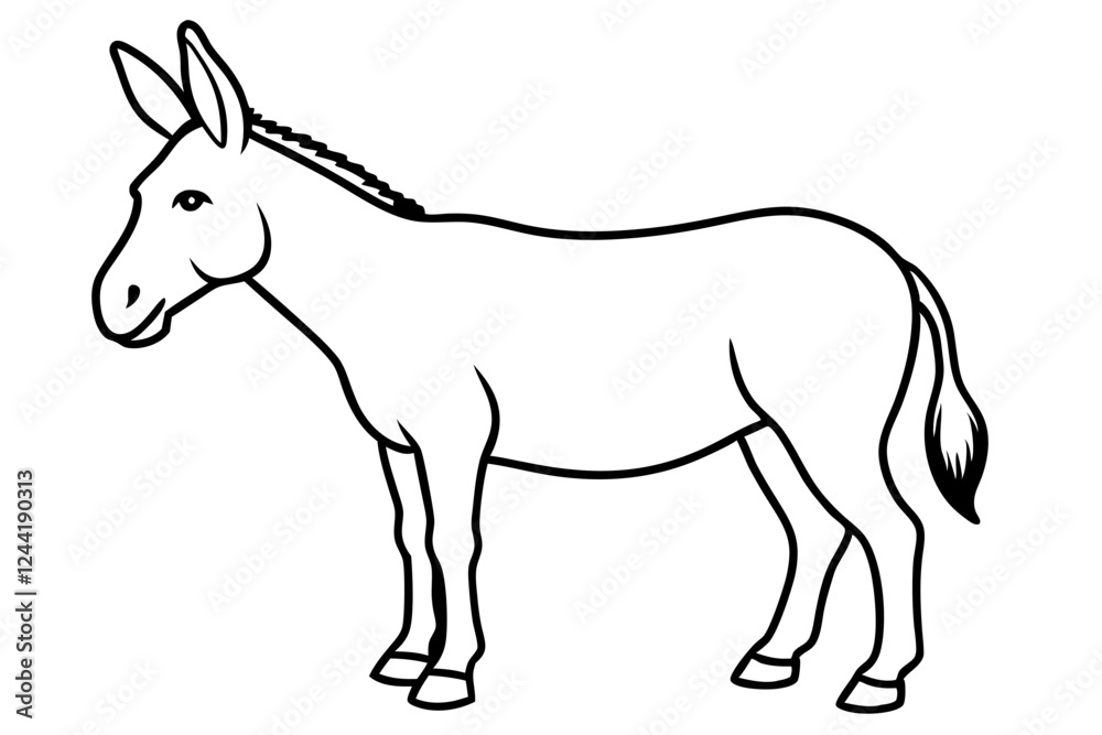 donkey silhouette line art vector illustration with a white background donkey silhouette line art vector illustration with a white background