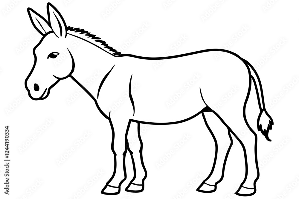 donkey silhouette line art vector illustration with a white background donkey silhouette line art vector illustration with a white background