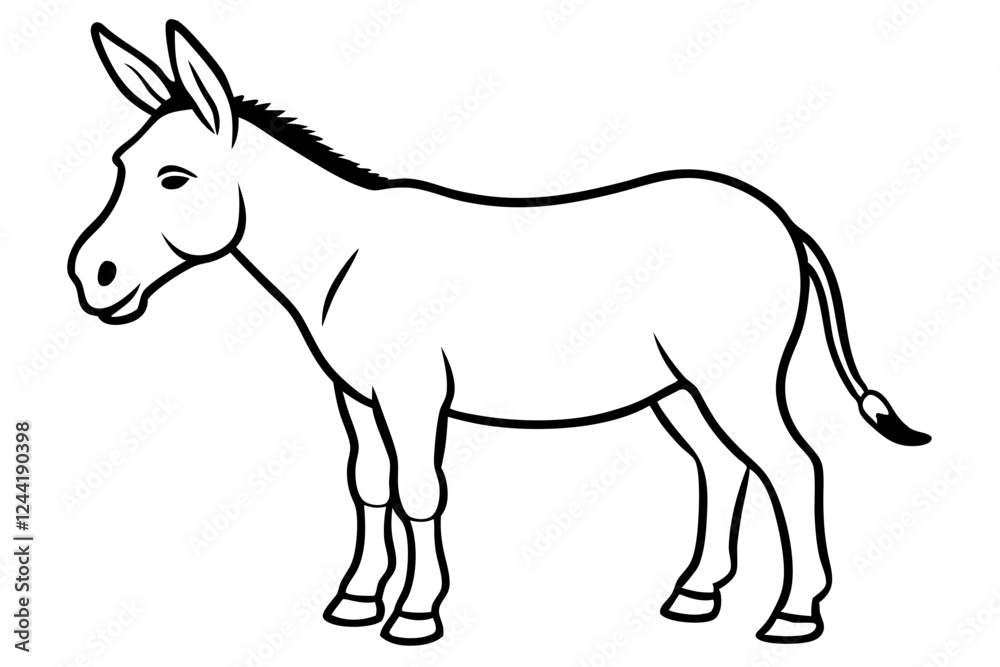 donkey silhouette line art vector illustration with a white background donkey silhouette line art vector illustration with a white background