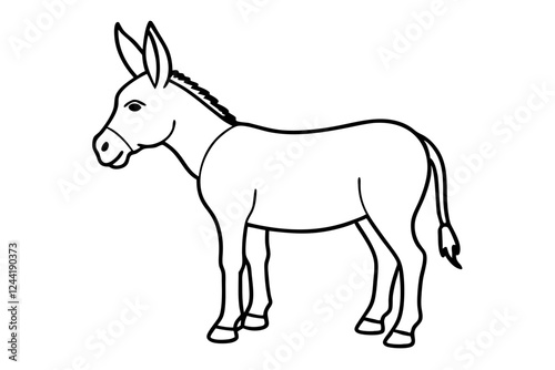 donkey silhouette line art vector illustration with a white background
