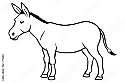 donkey silhouette line art vector illustration with a white background