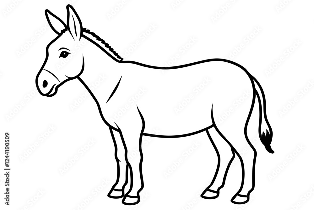 donkey silhouette line art vector illustration with a white background donkey silhouette line art vector illustration with a white background