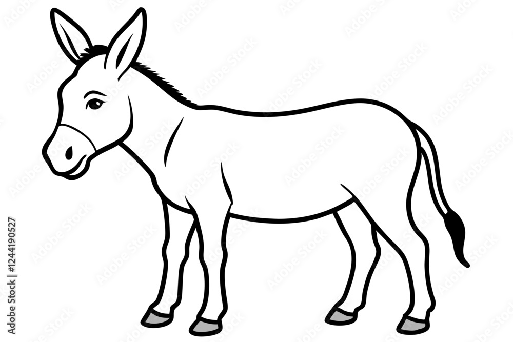 donkey silhouette line art vector illustration with a white background donkey silhouette line art vector illustration with a white background
