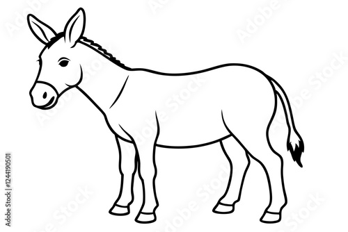 donkey silhouette line art vector illustration with a white background