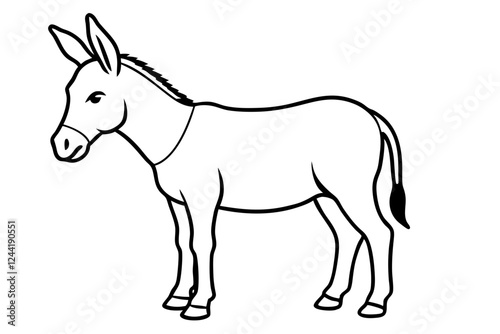 donkey silhouette line art vector illustration with a white background