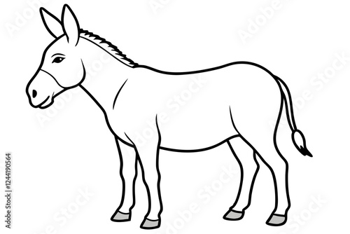 donkey silhouette line art vector illustration with a white background