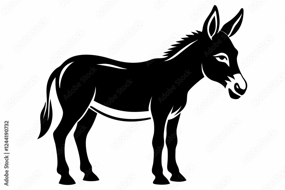 Fototapeta premium donkey silhouette line art vector illustration with a white background