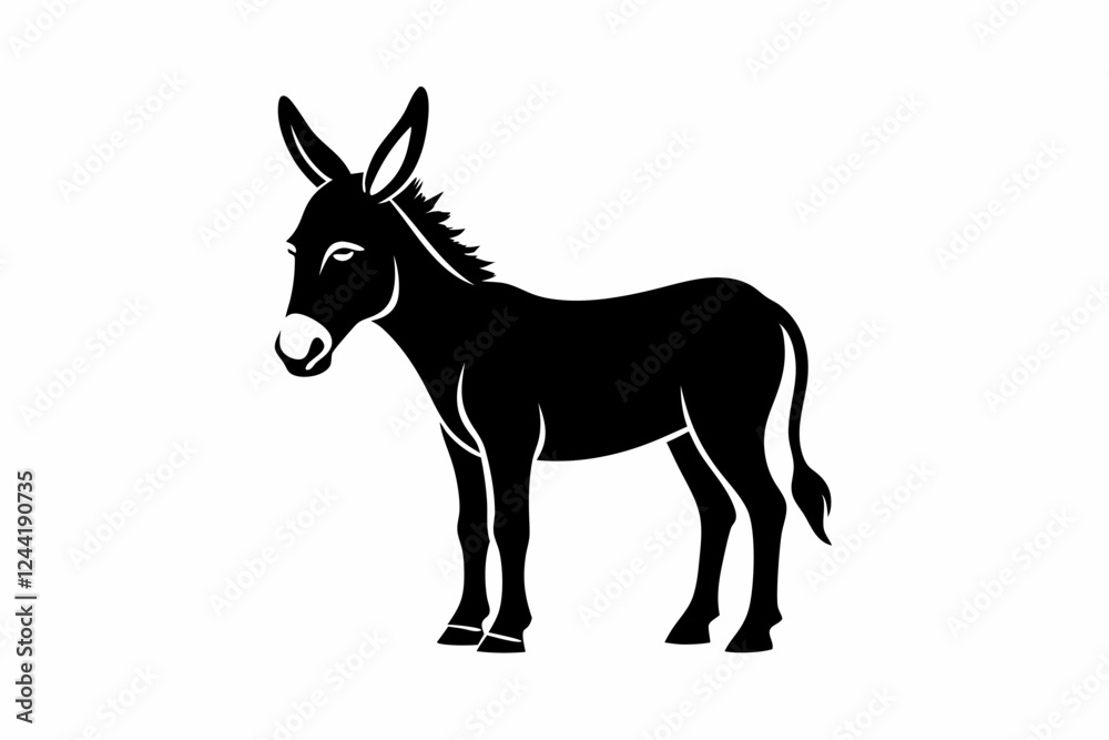 donkey silhouette line art vector illustration with a white background donkey silhouette line art vector illustration with a white background