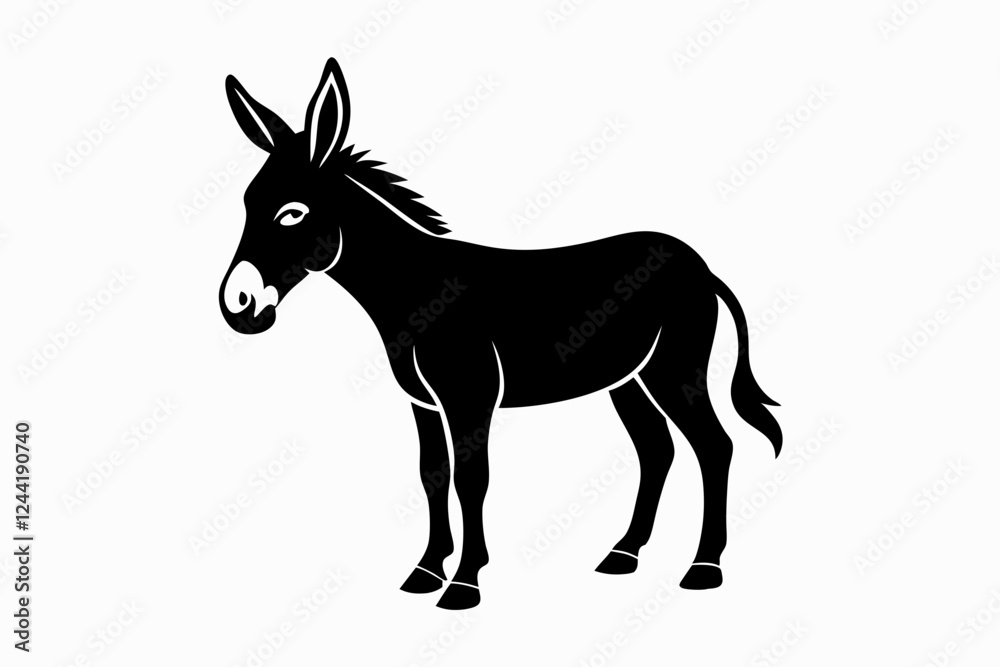 Obraz premium donkey silhouette line art vector illustration with a white background