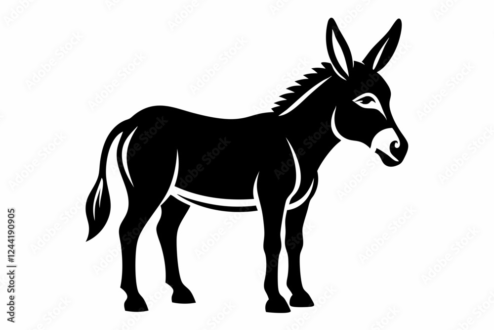 donkey silhouette line art vector illustration with a white background donkey silhouette line art vector illustration with a white background