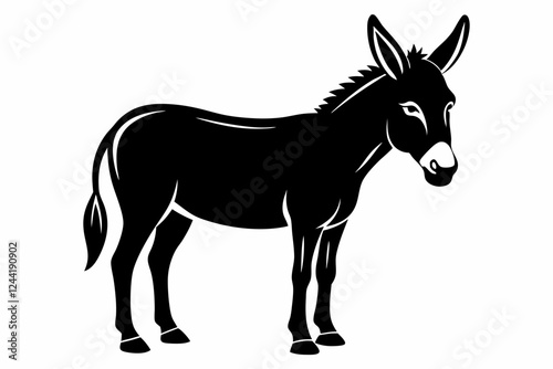 donkey silhouette line art vector illustration with a white background
