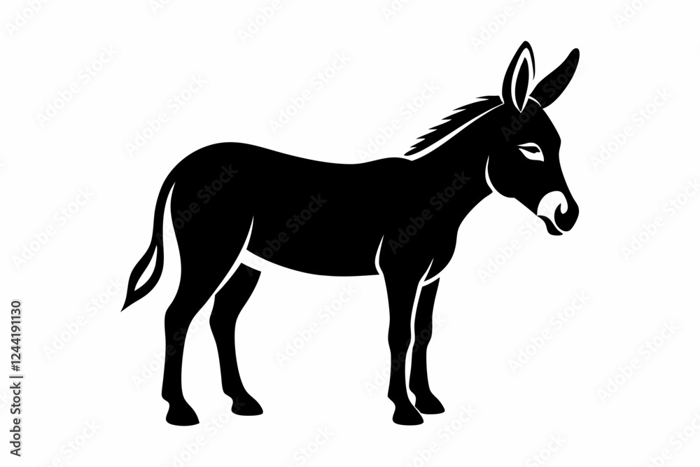Fototapeta premium donkey silhouette line art vector illustration with a white background
