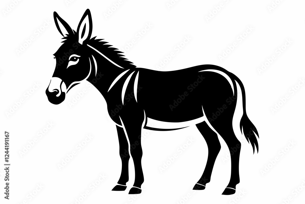 Fototapeta premium donkey silhouette line art vector illustration with a white background