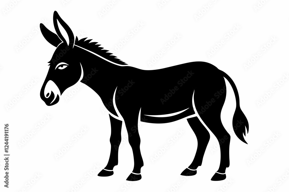 donkey silhouette line art vector illustration with a white background donkey silhouette line art vector illustration with a white background