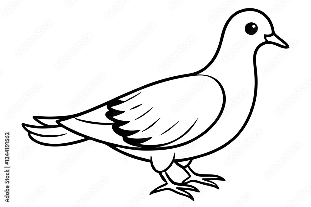 Fototapeta premium dove silhouette line art vector illustration with a white background