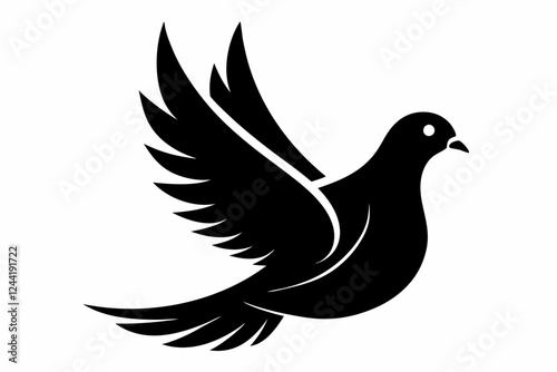 dove silhouette line art vector illustration with a white background