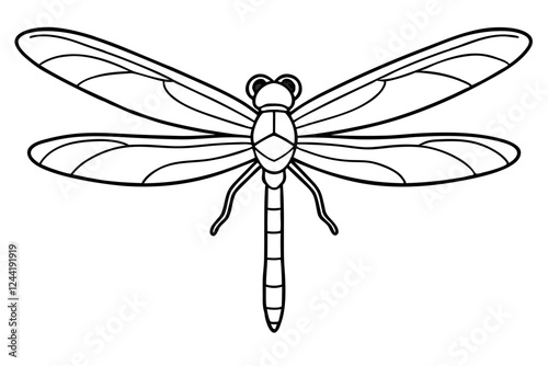 dragonfly silhouette line art vector illustration with a white background