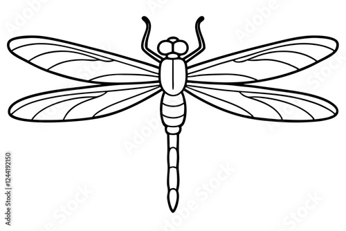 dragonfly silhouette line art vector illustration with a white background