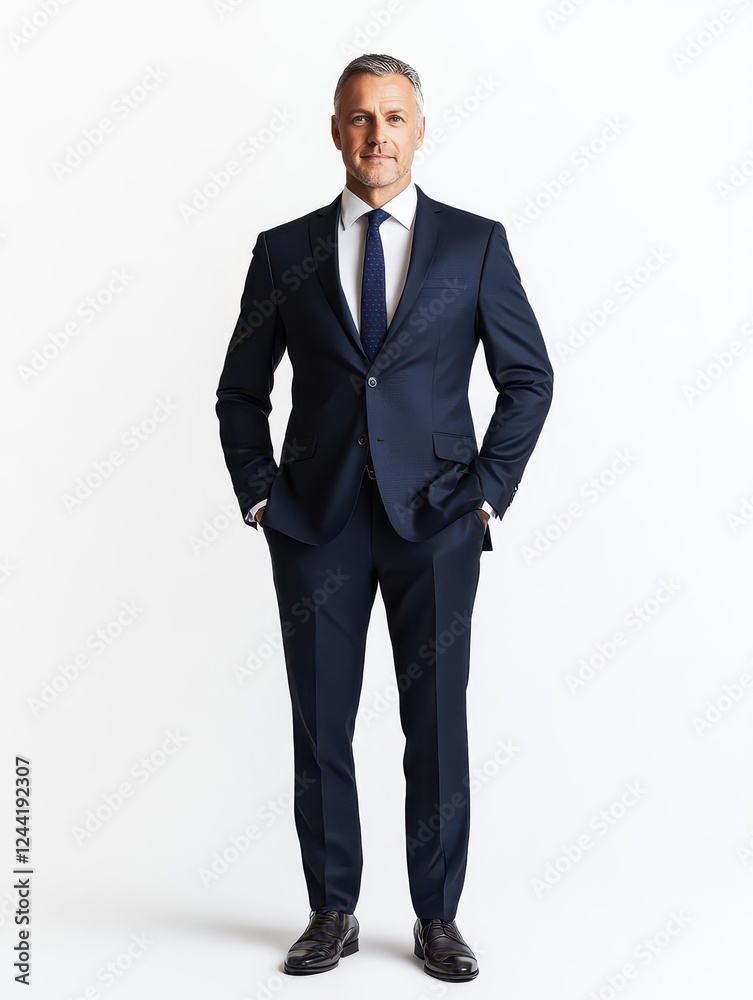 Confident Businessman Standing Isolated on White Background for Corporate Branding Confident Businessman Standing Isolated on White Background for Corporate Branding