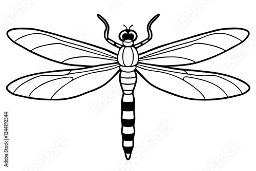 dragonfly silhouette line art vector illustration with a white background