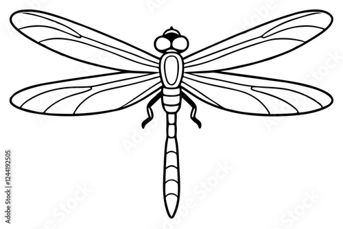 dragonfly silhouette line art vector illustration with a white background
